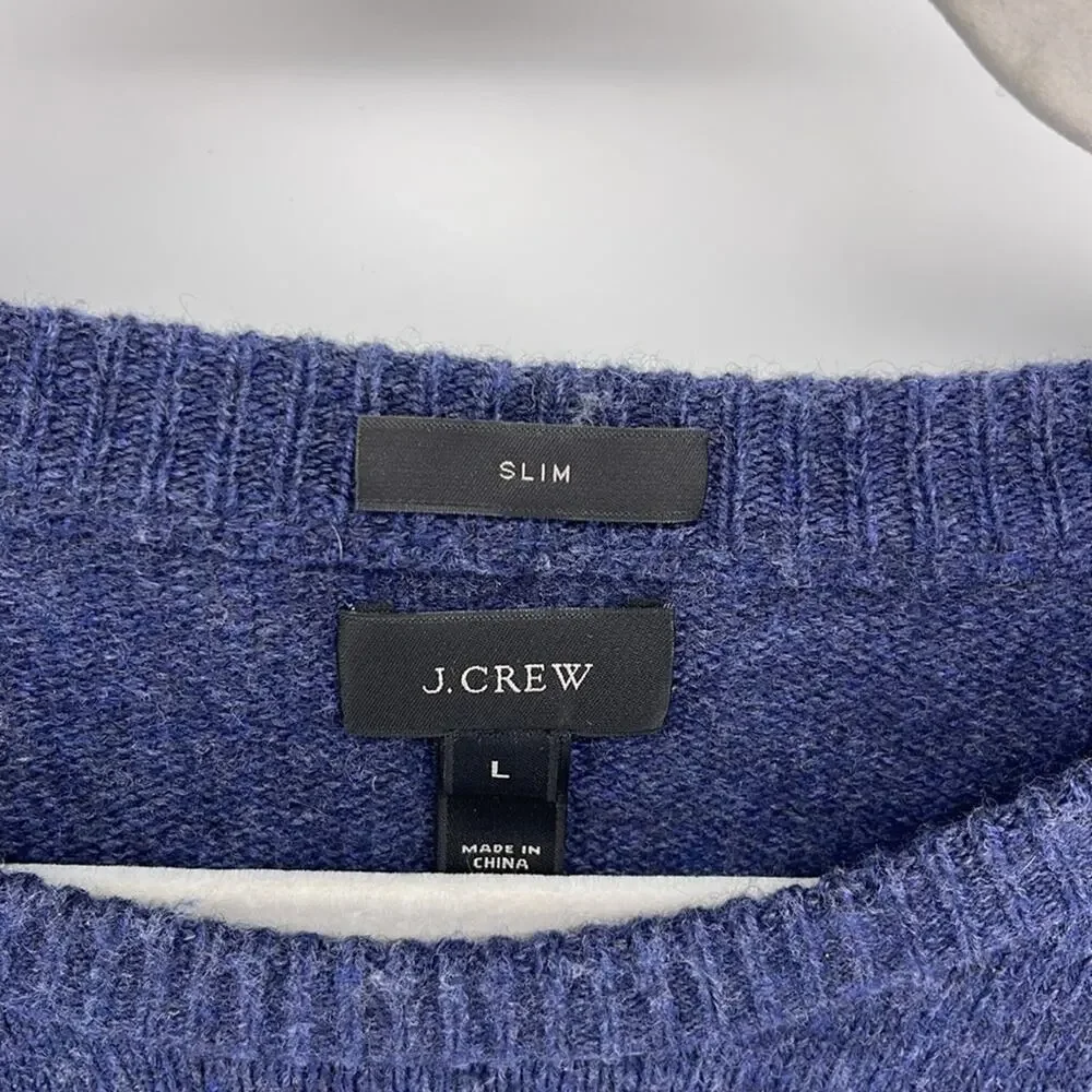 J. Crew Slim fit rugged Merino wool blend crew neck knit sweater sz L
